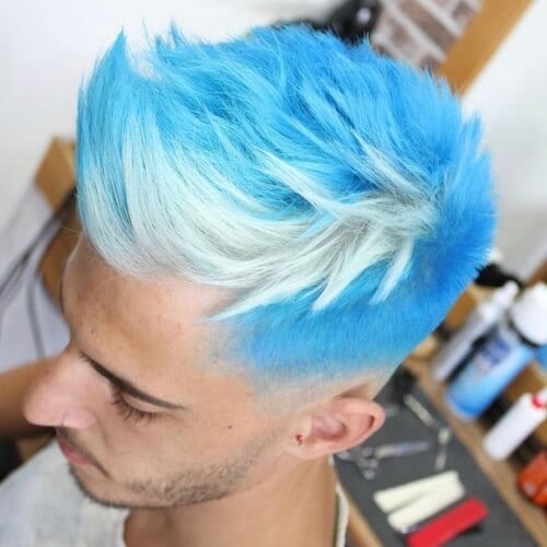 Blue And White Color Layers Hairstyle Best Hair Dyes For Men Mens Hair Color Trends 2021 Colorful Hairstyle Ideas For Men