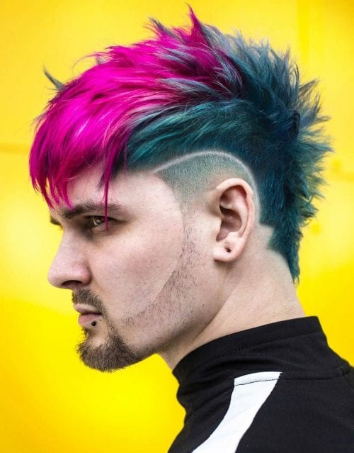 Men's Color Contrast Hairstyle Best Hair Dyes For Men Mens Hair Color Trends 2021 Colorful Hairstyle Ideas For Men
