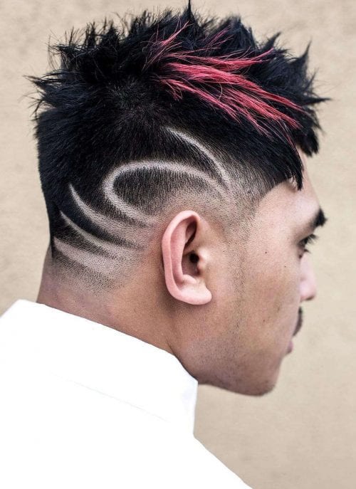 Sprayed Highlights With Shaved Lines Best Hair Dyes For Men Mens Hair Color Trends 2021 Colorful Hairstyle Ideas For Men