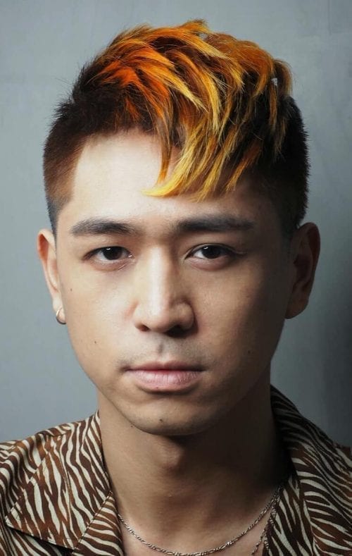 The Orange Dyed Fringe Best Hair Dyes For Men Mens Hair Color Trends 2021 Colorful Hairstyle Ideas For Men