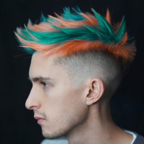 Turquoise And Orange Mens Hair Color Mix Best Hair Dyes For Men Mens Hair Color Trends 2021 Colorful Hairstyle Ideas For Men