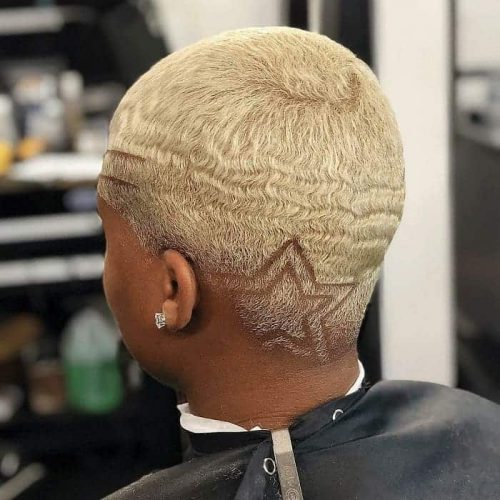 Blond Buzz Cut With Wave Hair Star Design Top 30 Best Blonde Hairstyles For For Black Guys