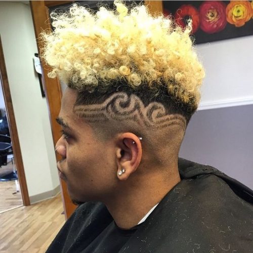 Highlighted And High Fade With Designs For Black Men