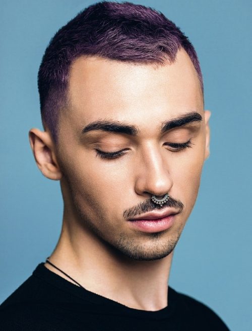 Short Black And Purple Hairstyles For Men