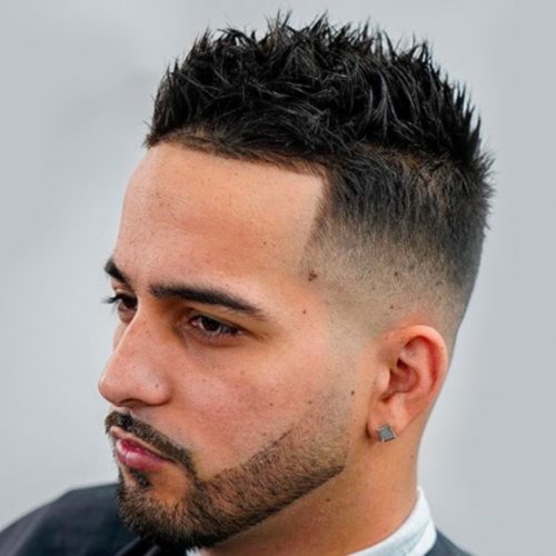 Short Spikes With Drop Fade Haircut For Long Face Men