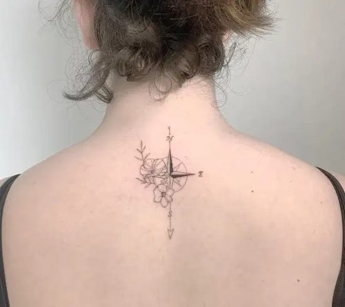 Compass Tattoo On The Back Of Th14