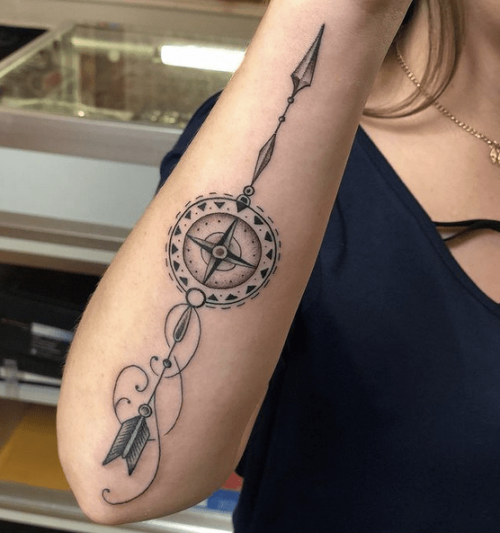 Compass Arrow Tattoo Design10