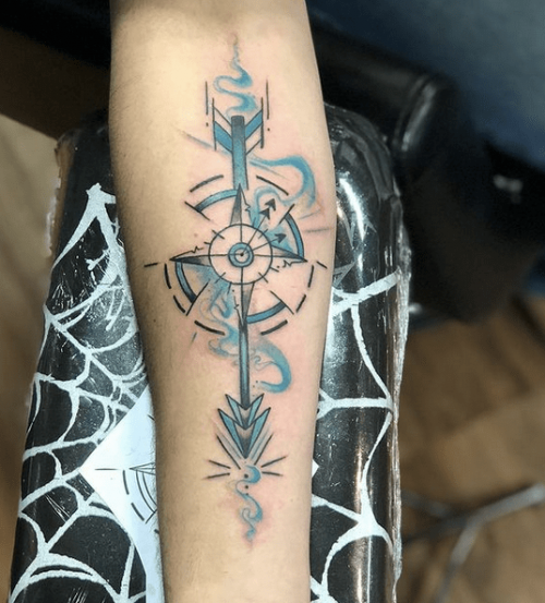Compass Arrow Tattoo Design08