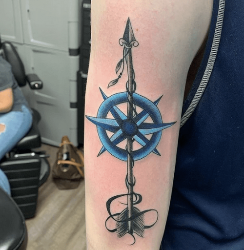 Compass Arrow Tattoo Design03