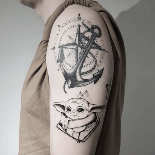 Cool Anchor With Compass Tattoo 09