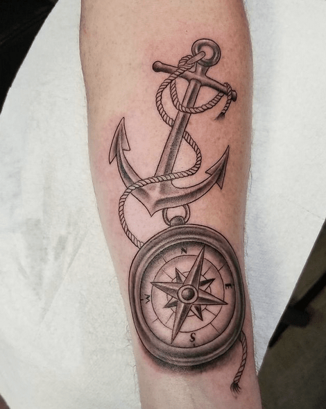 Cool Anchor With Compass Tattoo04