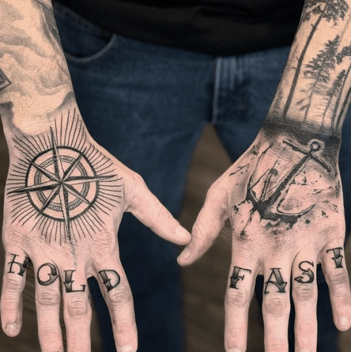Cool Anchor With Compass Tattoo03