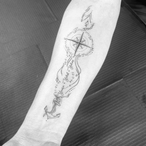 Cool Anchor With Compass Tattoo02