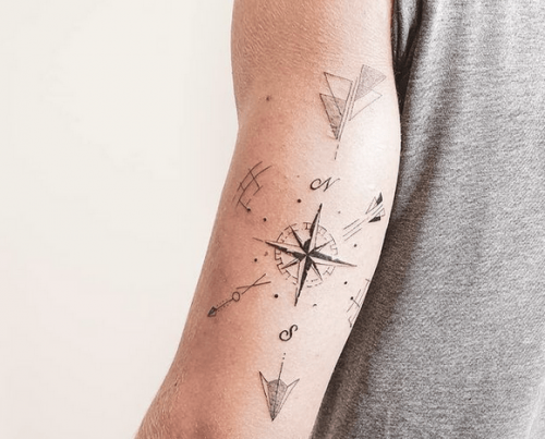 Simple Compass Tattoo Designs 07