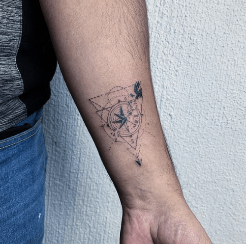 Simple Compass Tattoo Designs 06