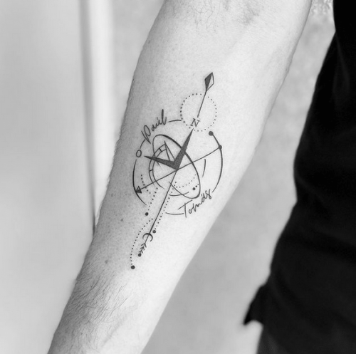 Simple Compass Tattoo Designs 04