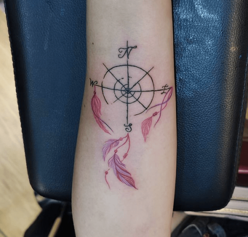 Simple Compass Tattoo Designs 12