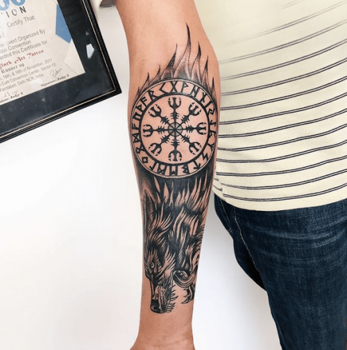 Viking Compass Tattoo For Men 01