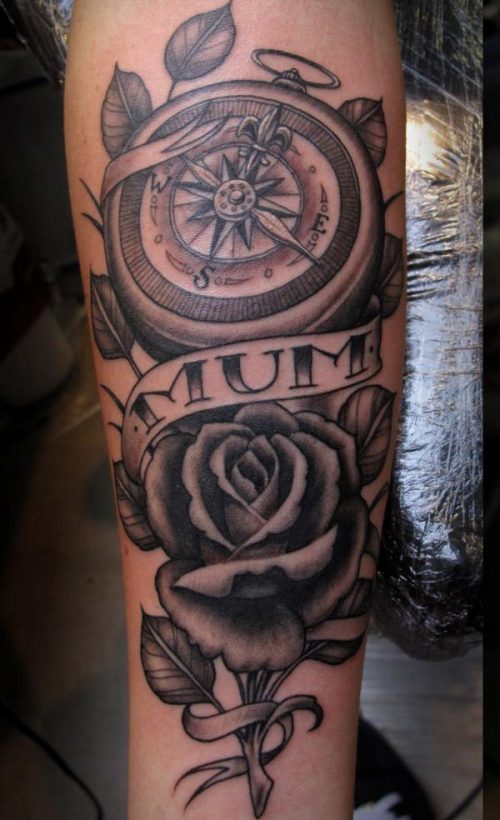 Rose Compass Tattoo 90
