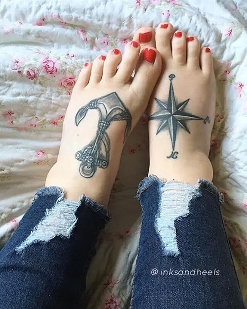 Feet Compass Tattoo 78