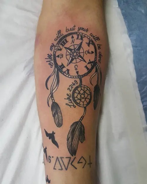 Dreamcatcher Compass Tattoo 73