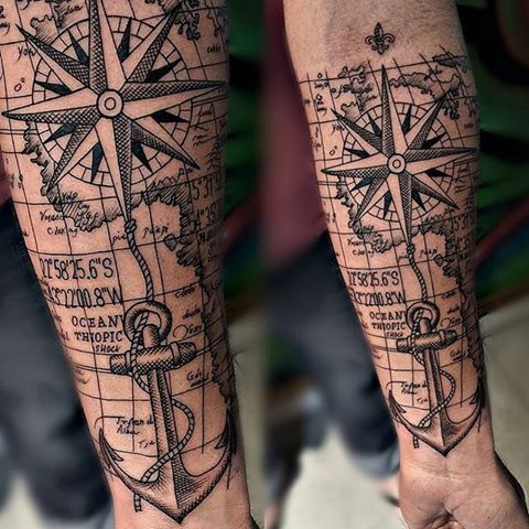 100+ Best Compass Tattoo Ideas 16