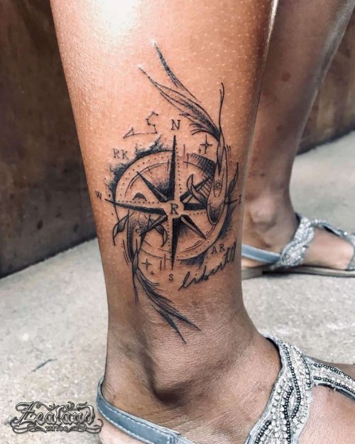 100+ Best Compass Tattoo Ideas 55