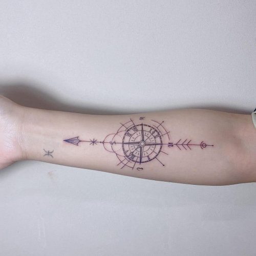 100+ Best Compass Tattoo Ideas 57