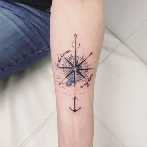 100+ Best Compass Tattoo Ideas 59