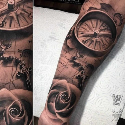 Compass Tattoo Ideas Over Arm 68