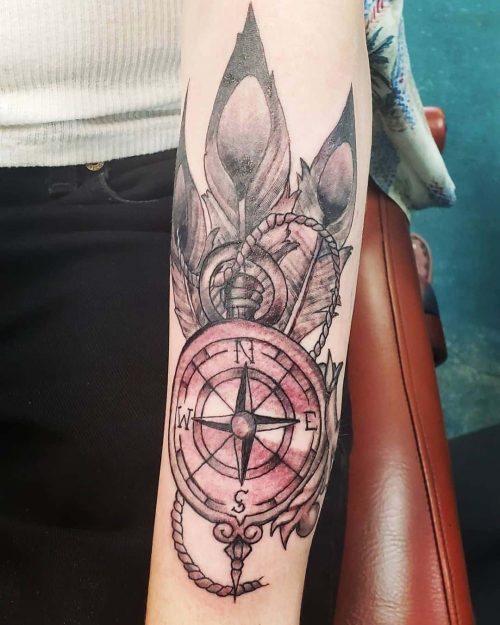 Nordic Compass Tattoo Arm Idea 65