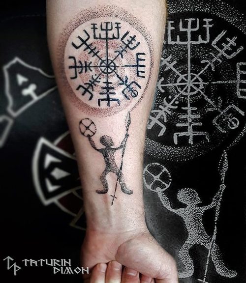 Circular Vegvisir Tattoo On Forearm