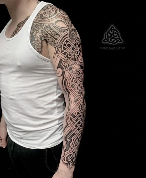 Full Sleeve Viking Tattoo For Men