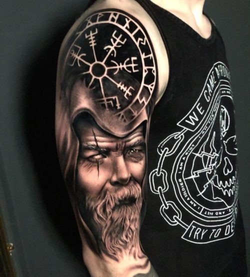 Odin Vegvisir Shoulder Tattoo
