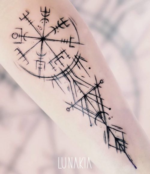 Simple Viking Vegvisir Tattoos