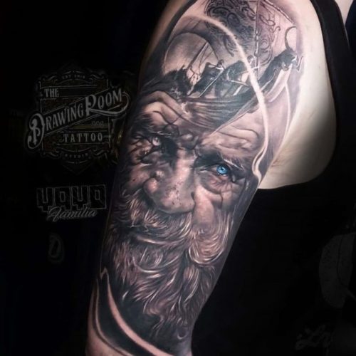 Viking Ship Tattoo On Shoulder