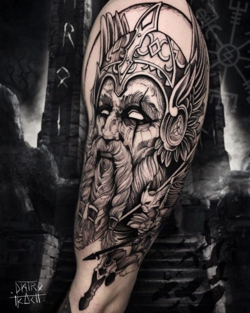 Viking With Angel Helmet Tattoo