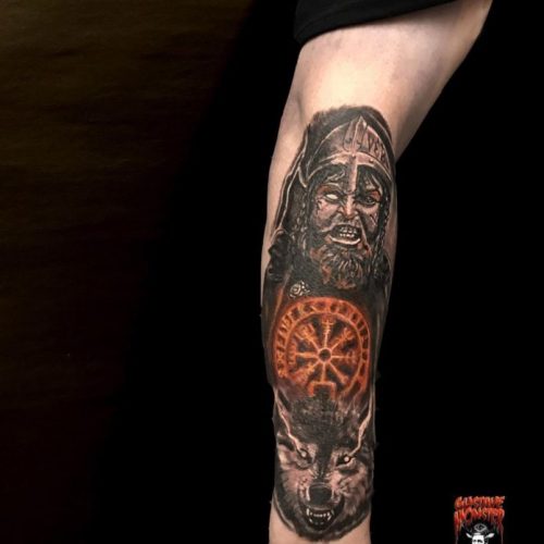 Viking Wolf Tattoo On Arm