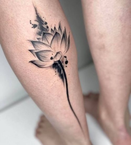 Black and White Lotus Tattoo